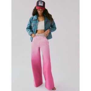 Urban Outfitters BDG Skater Baggy Jeans Super Wide Leg Pink Ombre NWT Size 27